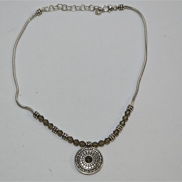 Brighton Crystal Beaded Round Pendant Silver Plated Necklace - Picture 6 of 6